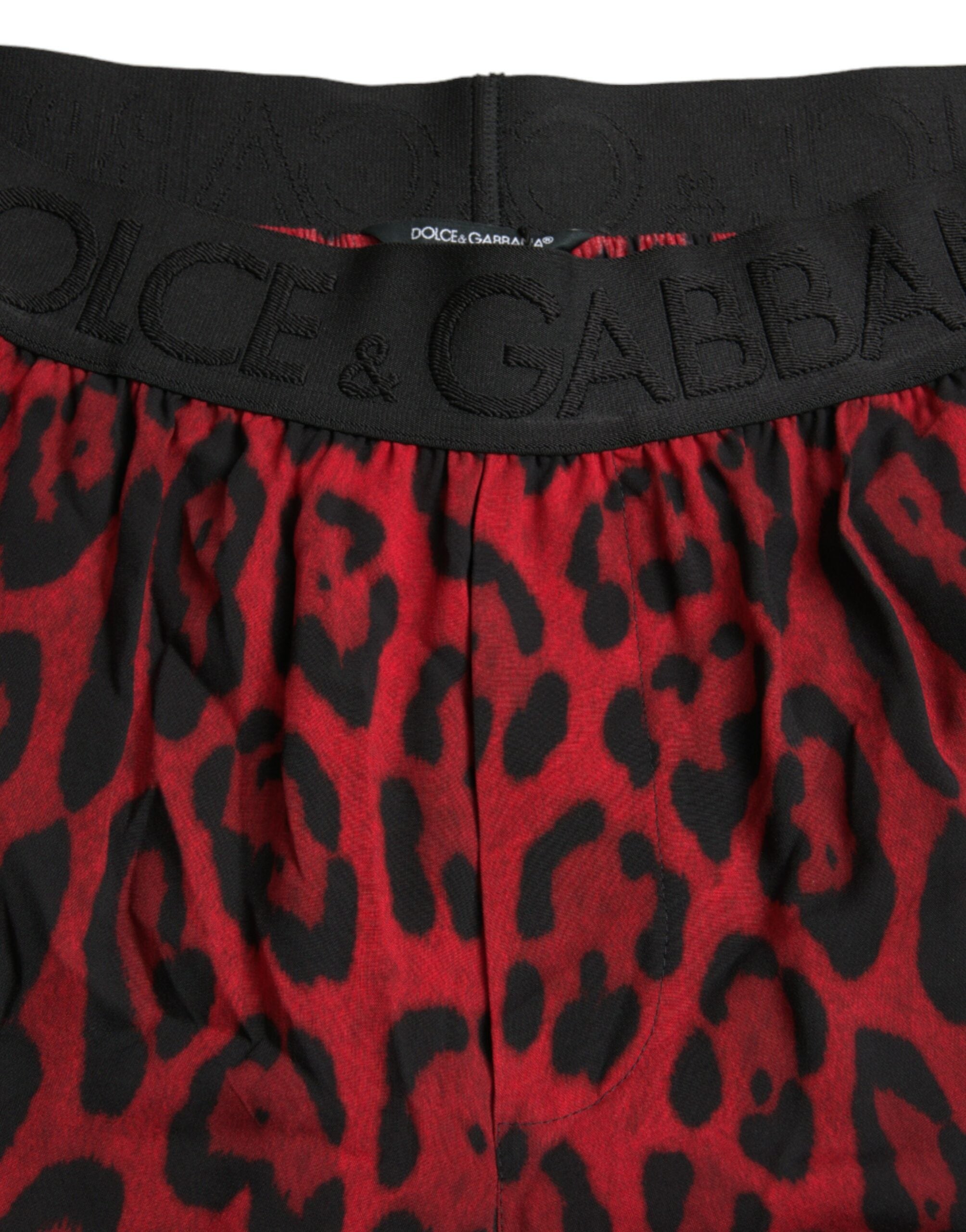 Dolce & Gabbana – Bermudashorts aus Viskose mit rotem Leopardenmuster