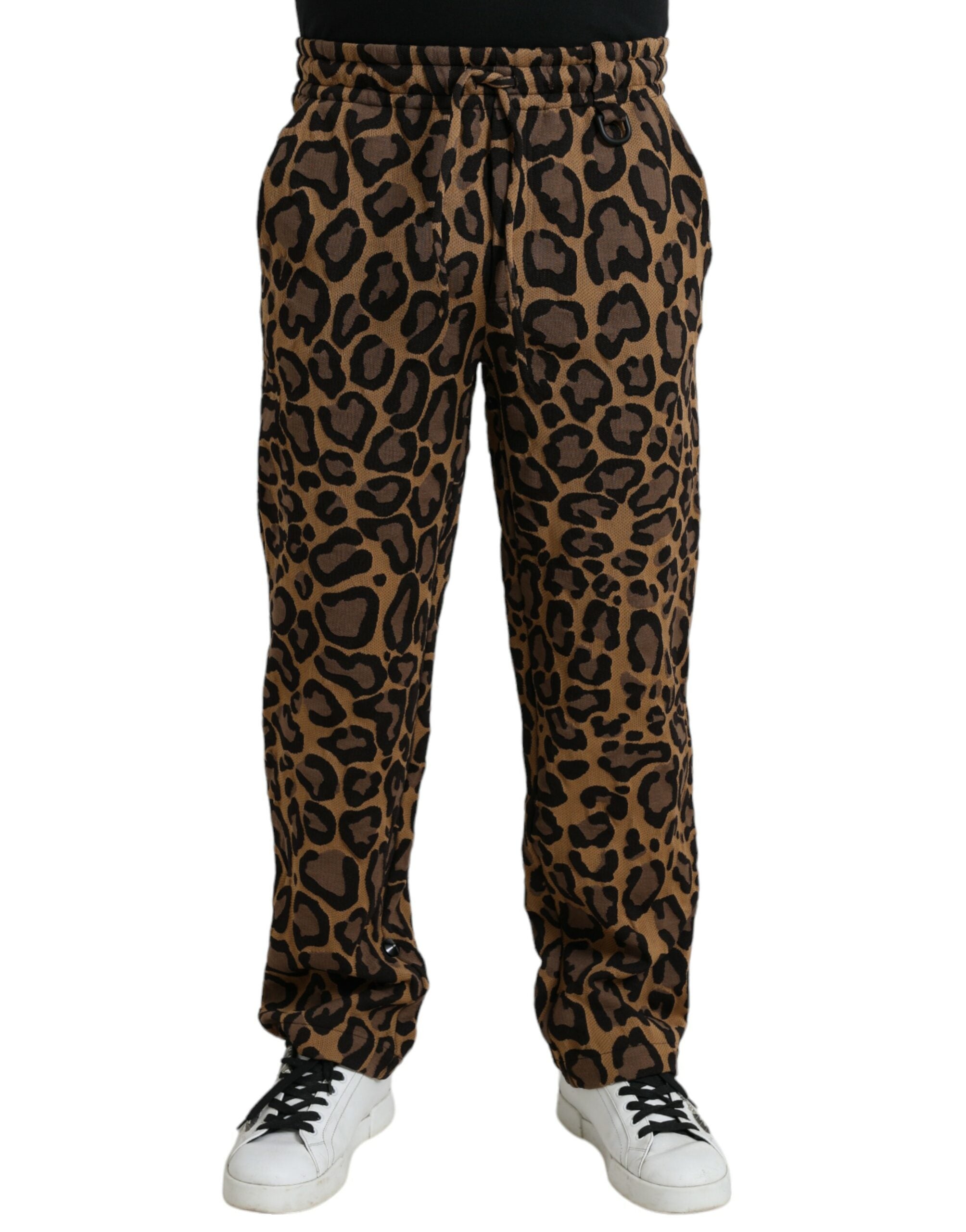 Dolce & Gabbana – Jogginghose aus Polyester mit Leopardenmuster in Braun