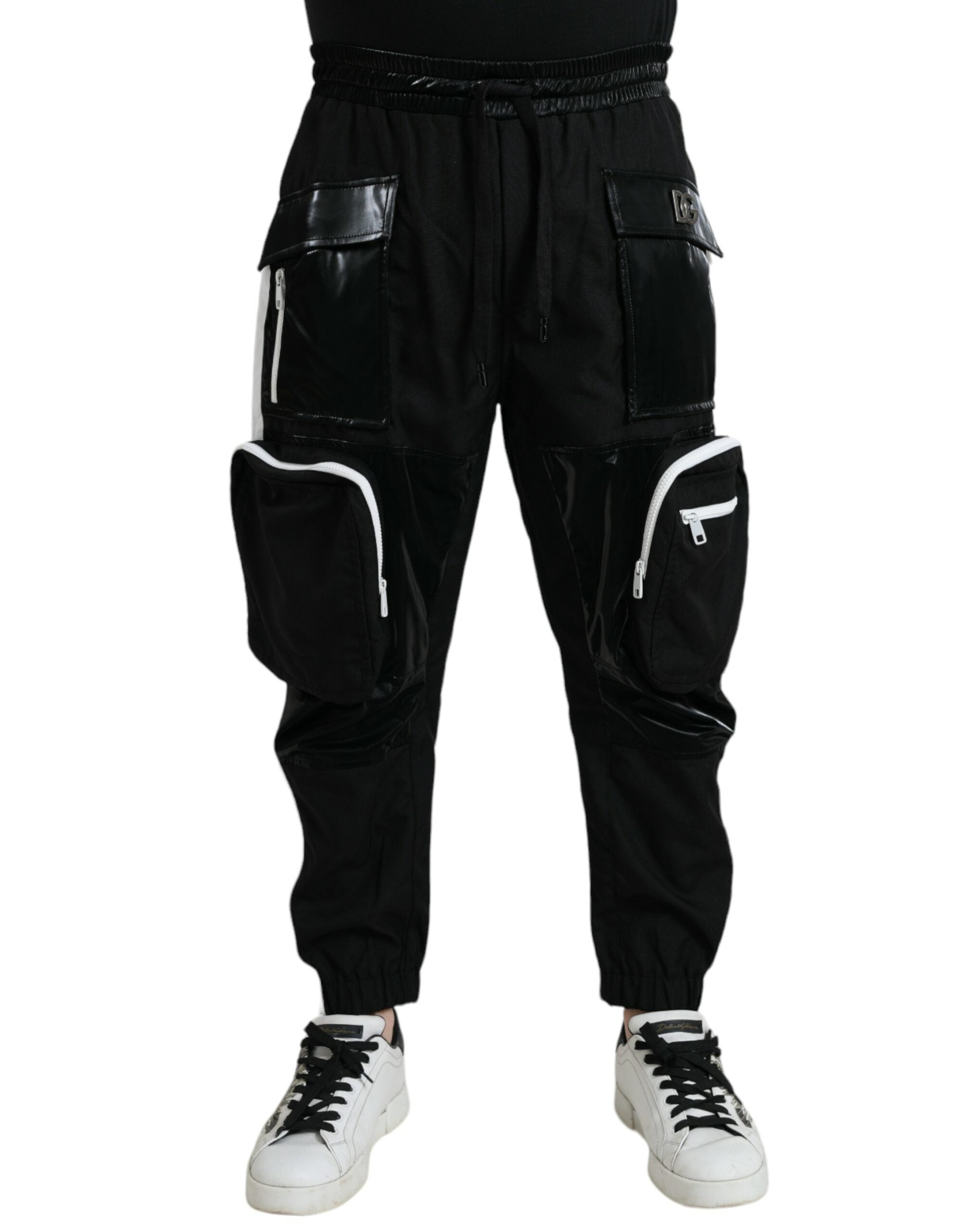 Dolce & Gabbana Schwarze Nylon Cargo Jogger Herren Jogginghose