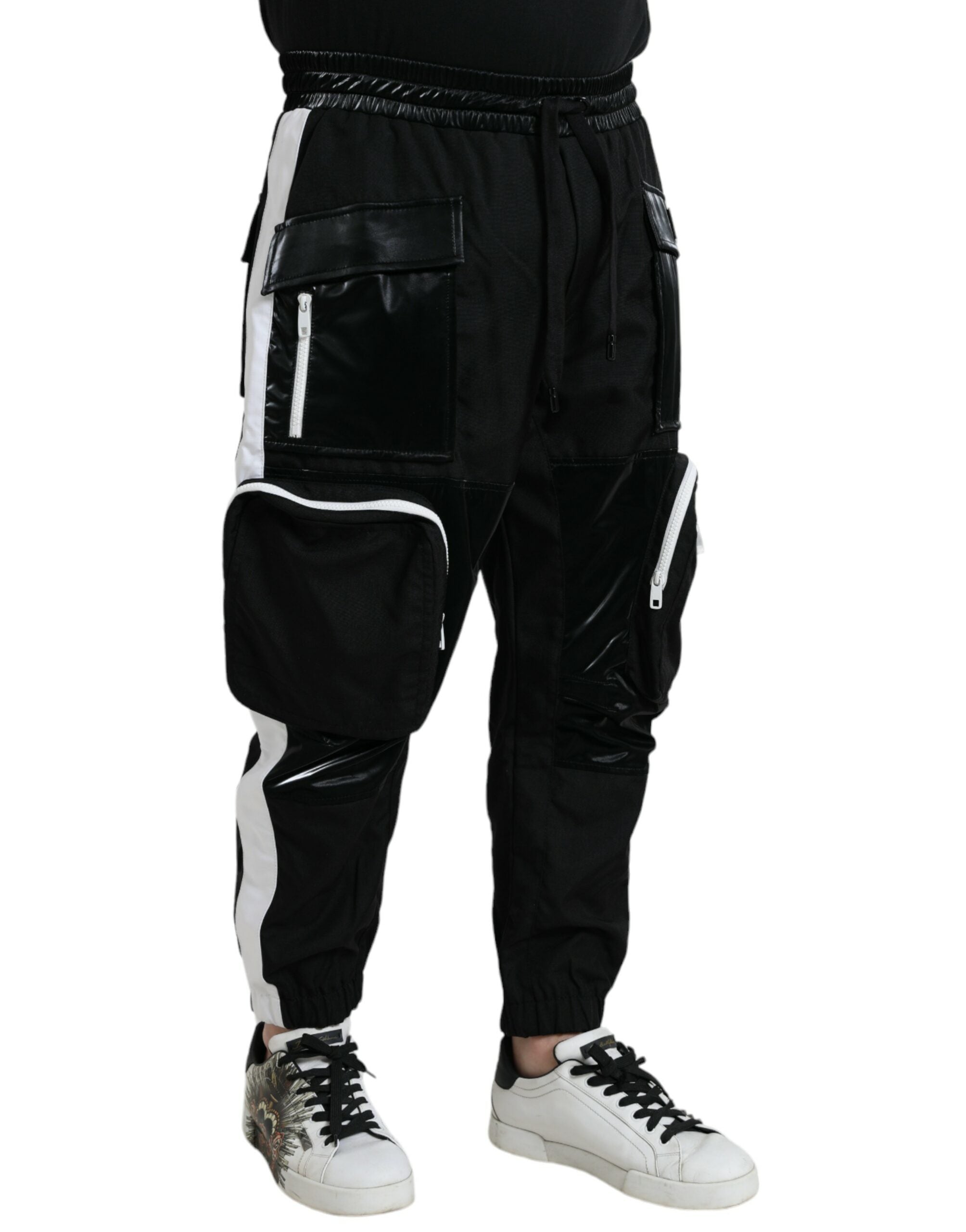 Dolce & Gabbana Schwarze Nylon Cargo Jogger Herren Jogginghose