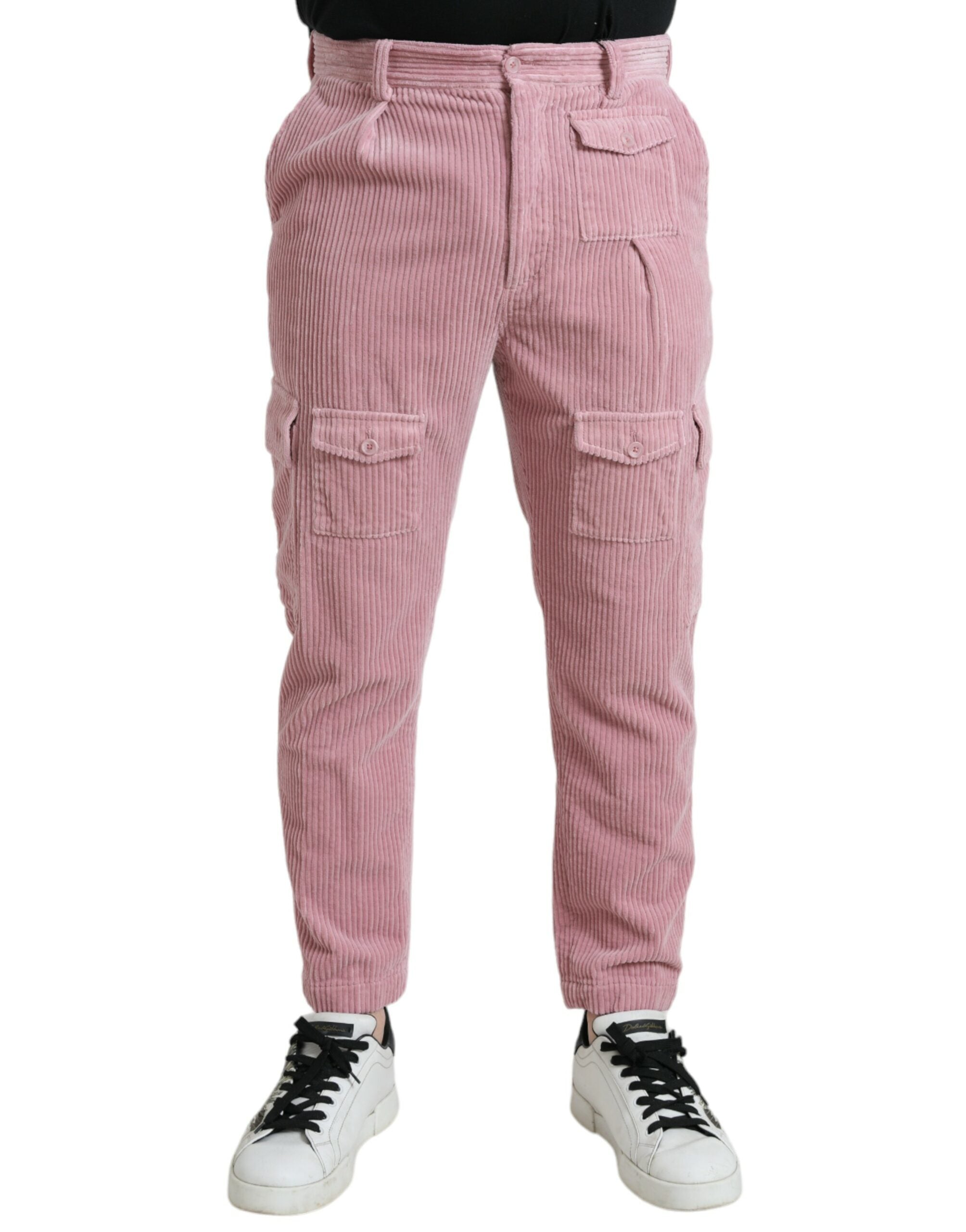 Dolce & Gabbana – Skinny-Cargo-Jeans aus Cord-Baumwolle mit Stretch in Rosa