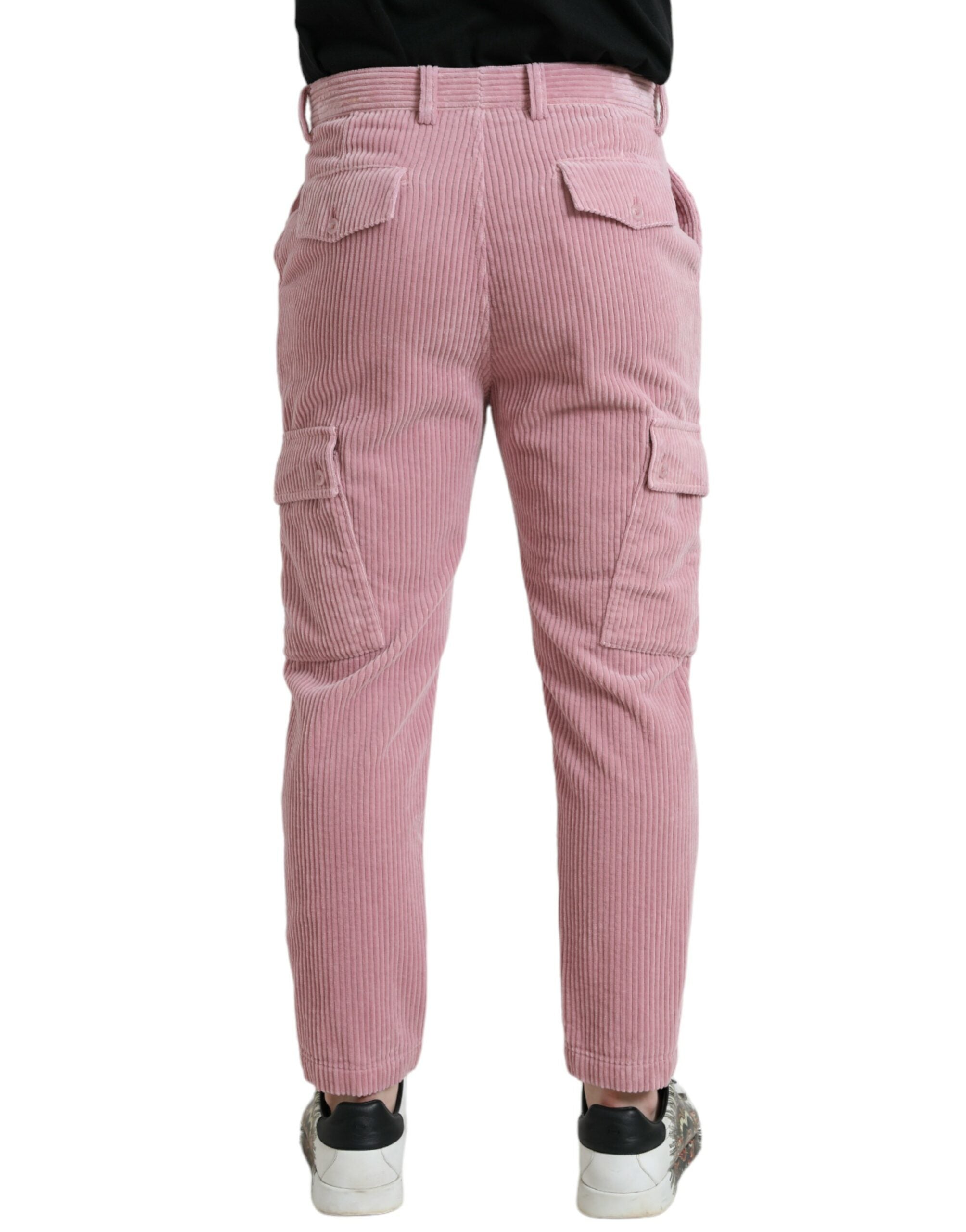 Dolce & Gabbana – Skinny-Cargo-Jeans aus Cord-Baumwolle mit Stretch in Rosa