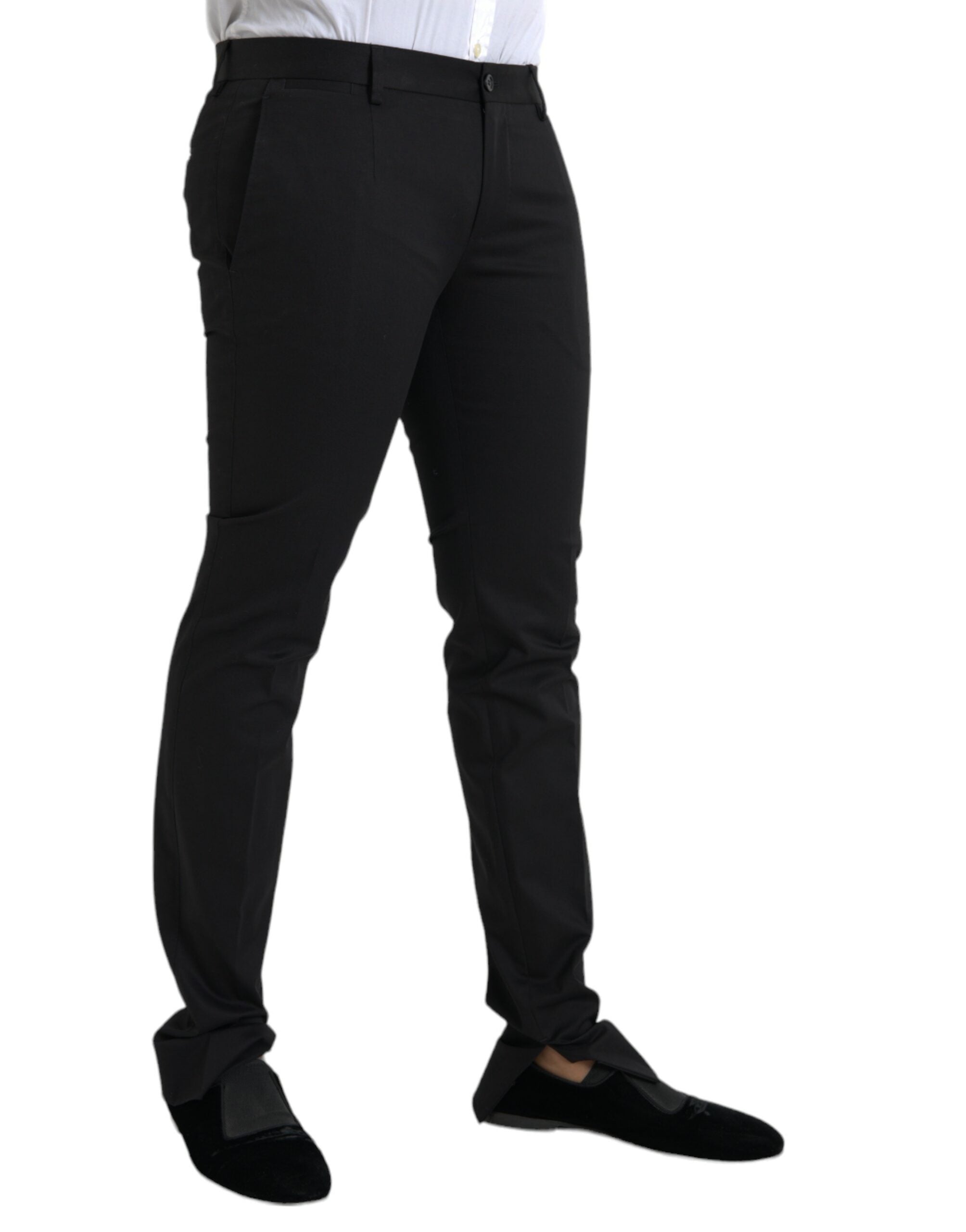 Dolce & Gabbana – Enge Anzughose aus Baumwollstretch in Schwarz
