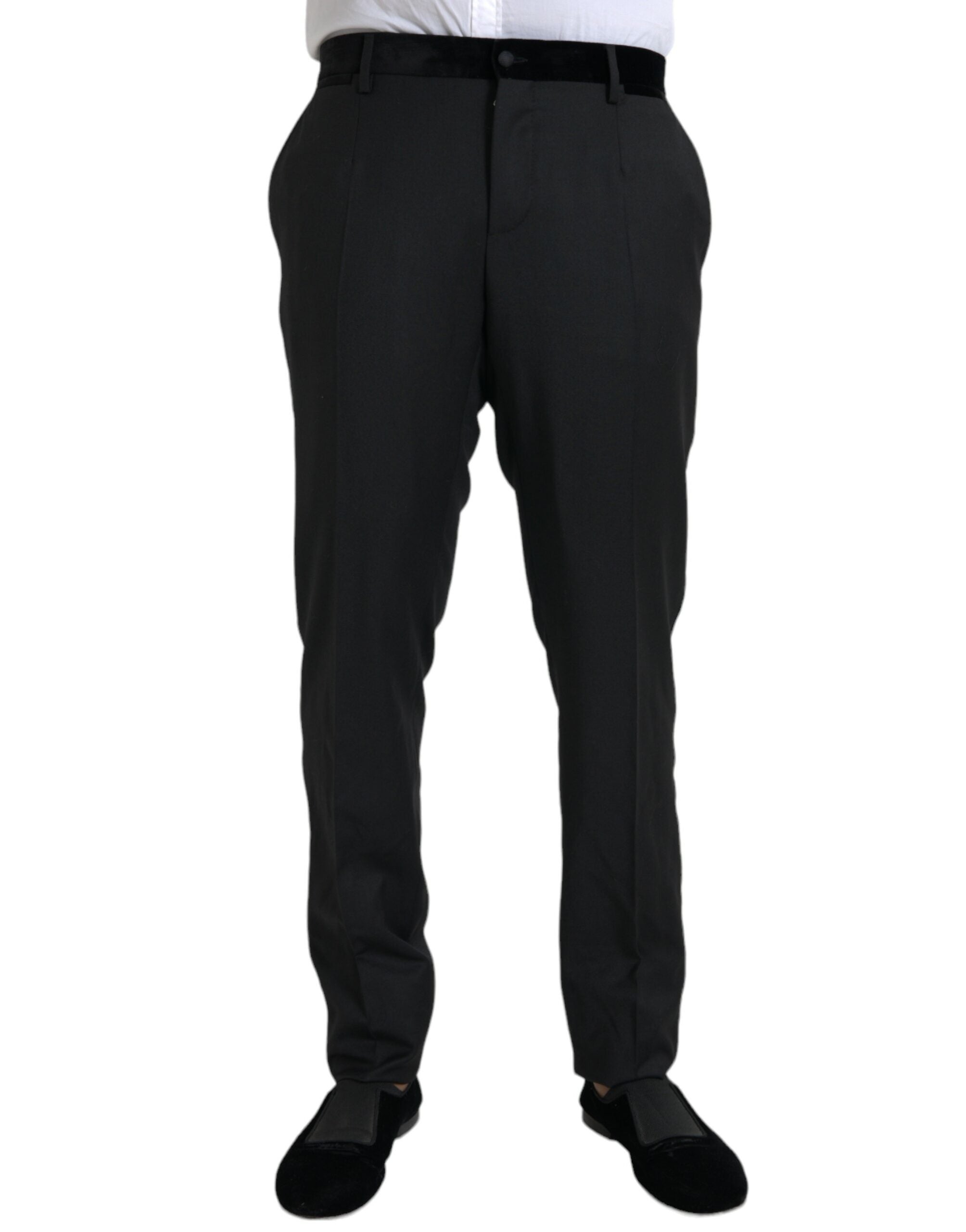 Dolce & Gabbana Schwarze Herren-Enge Anzughose aus Seide