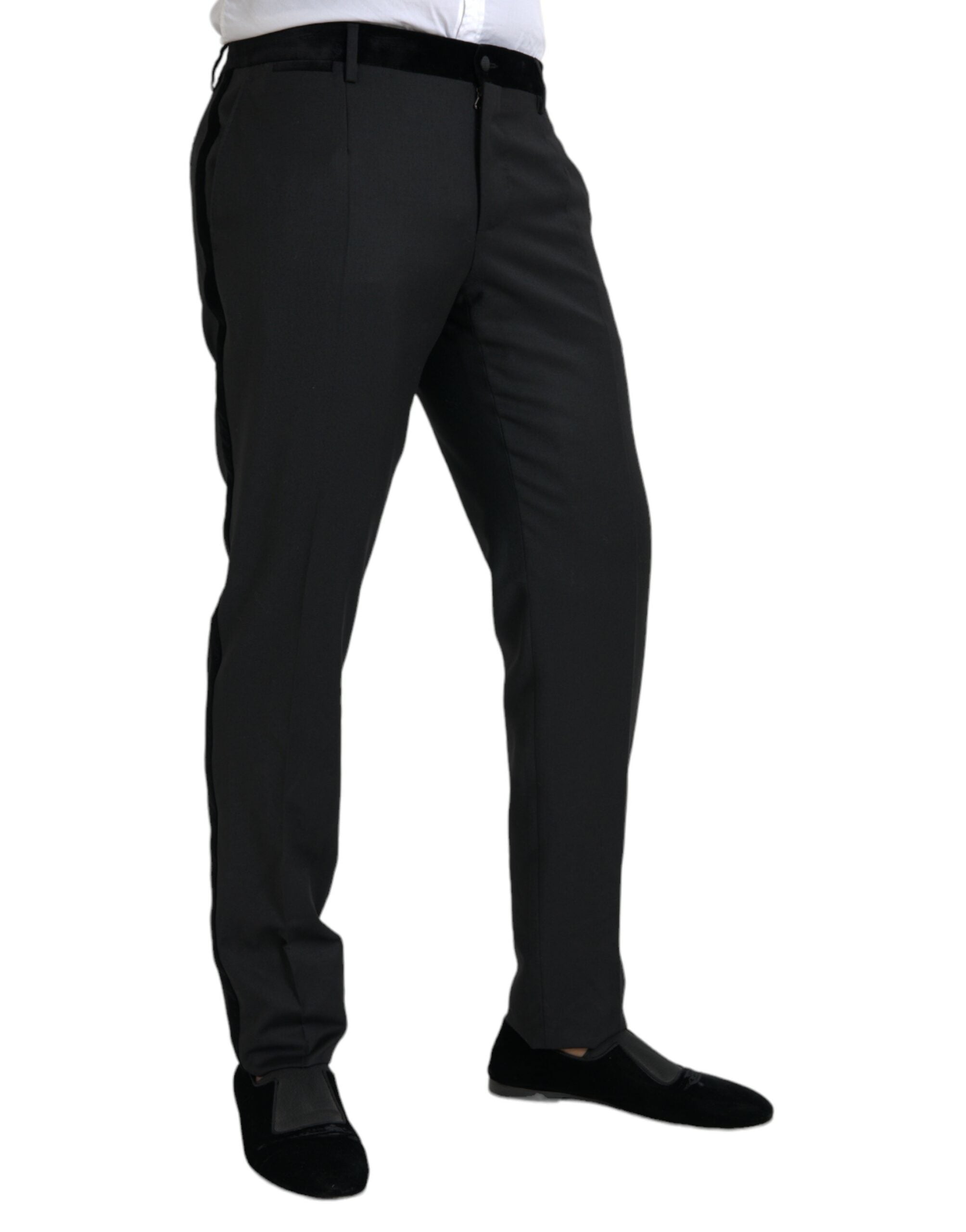 Dolce & Gabbana Schwarze Herren-Enge Anzughose aus Seide