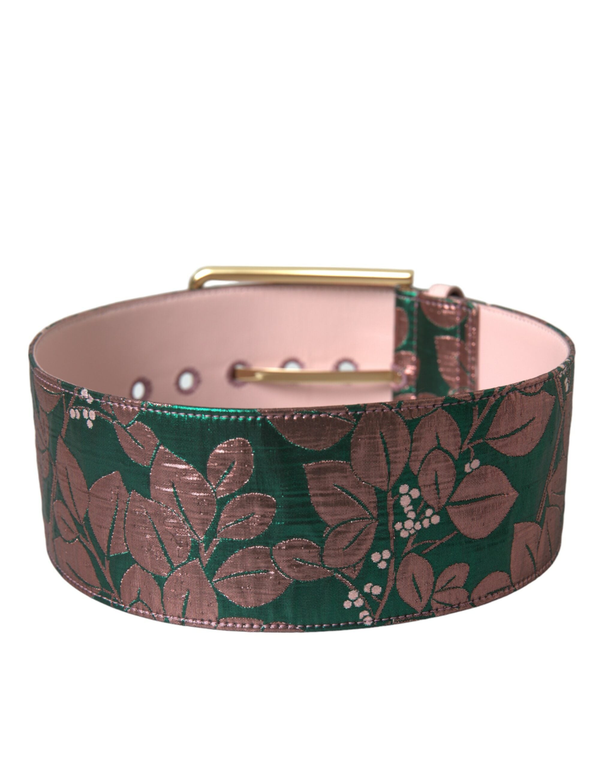 Dolce & Gabbana – Mehrfarbiger Jacquard-Gürtel mit Lurex-Goldschnalle und Blumenmuster