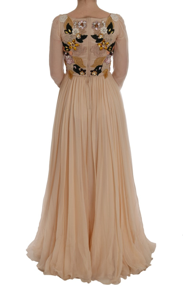 Dolce & Gabbana – Elegantes Maxikleid aus Seide mit Blumenstickerei