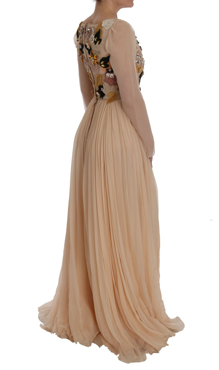 Dolce & Gabbana – Elegantes Maxikleid aus Seide mit Blumenstickerei