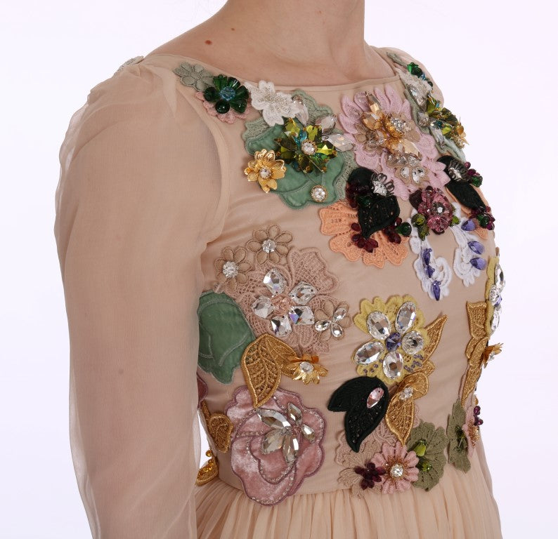 Dolce & Gabbana – Elegantes Maxikleid aus Seide mit Blumenstickerei