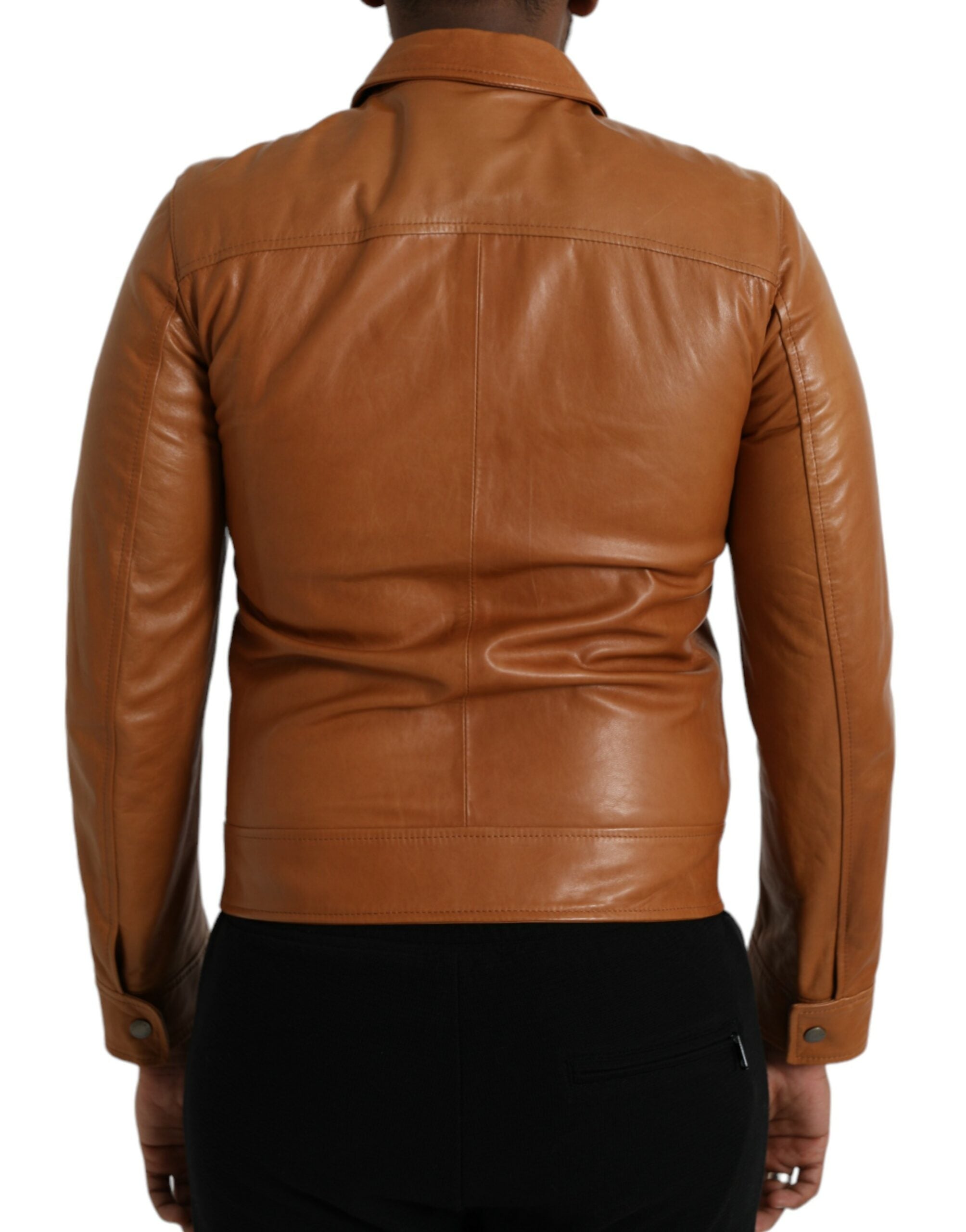 Dolce & Gabbana – Blousonjacke aus braunem Lammleder mit durchgehendem Reißverschluss