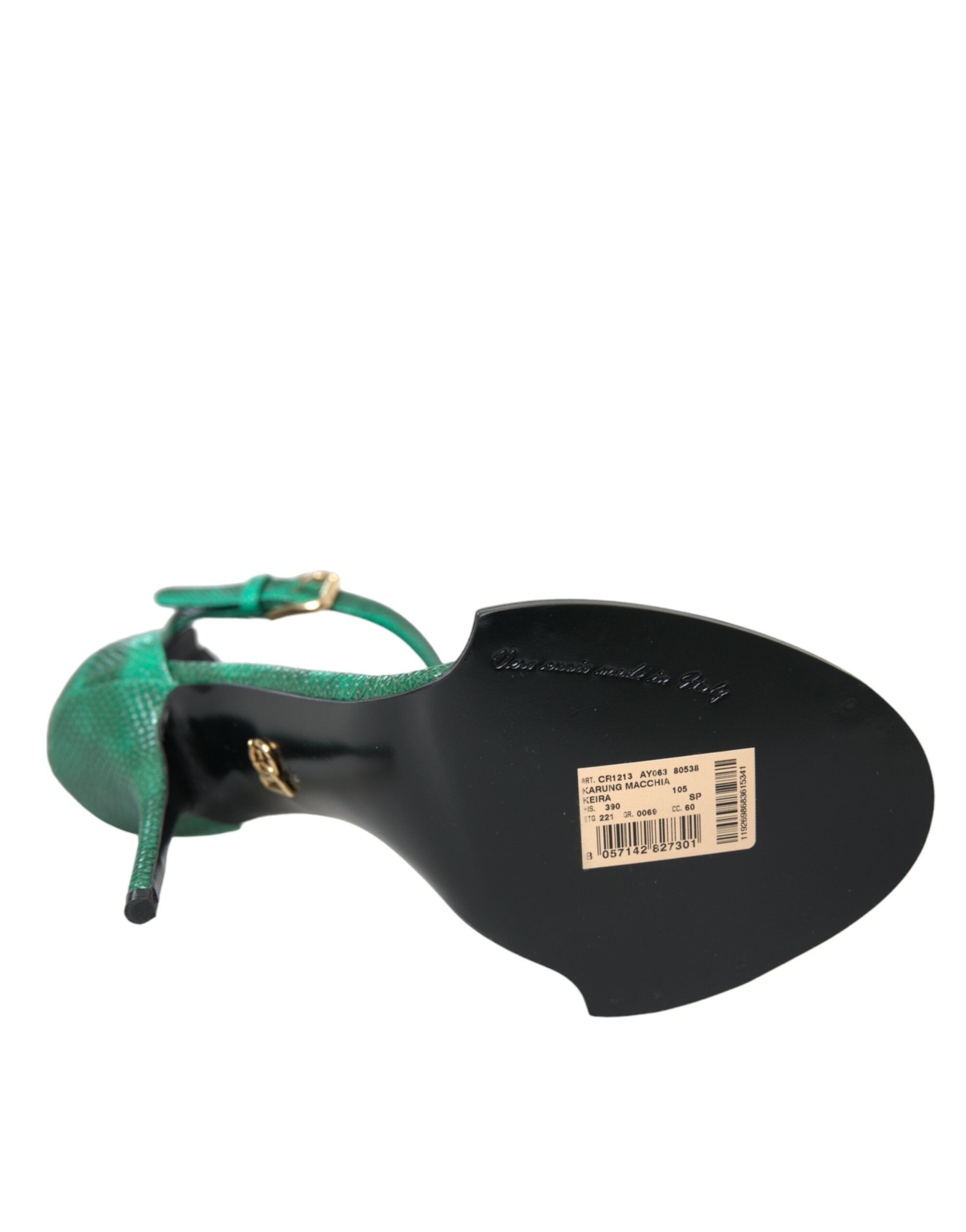 Sandale Dolce & Gabbana din piele exotică verde cu cristale