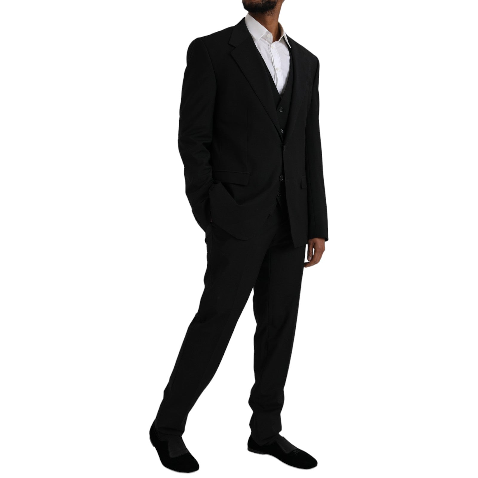 Dolce & Gabbana – Schwarzer STAFF-Anzug aus Polyester, dreiteilig