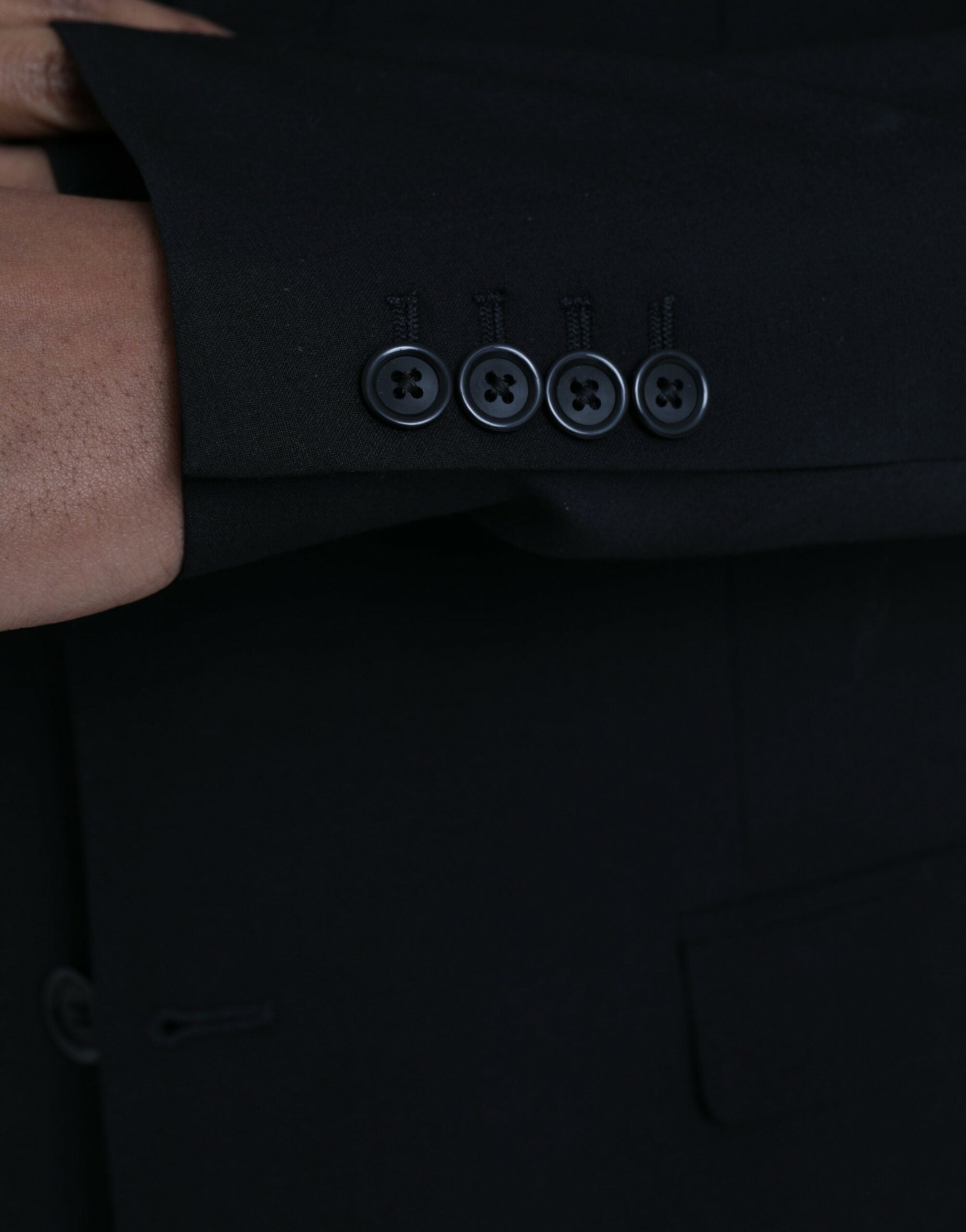 Dolce & Gabbana – Schwarzer STAFF-Anzug aus Polyester, dreiteilig