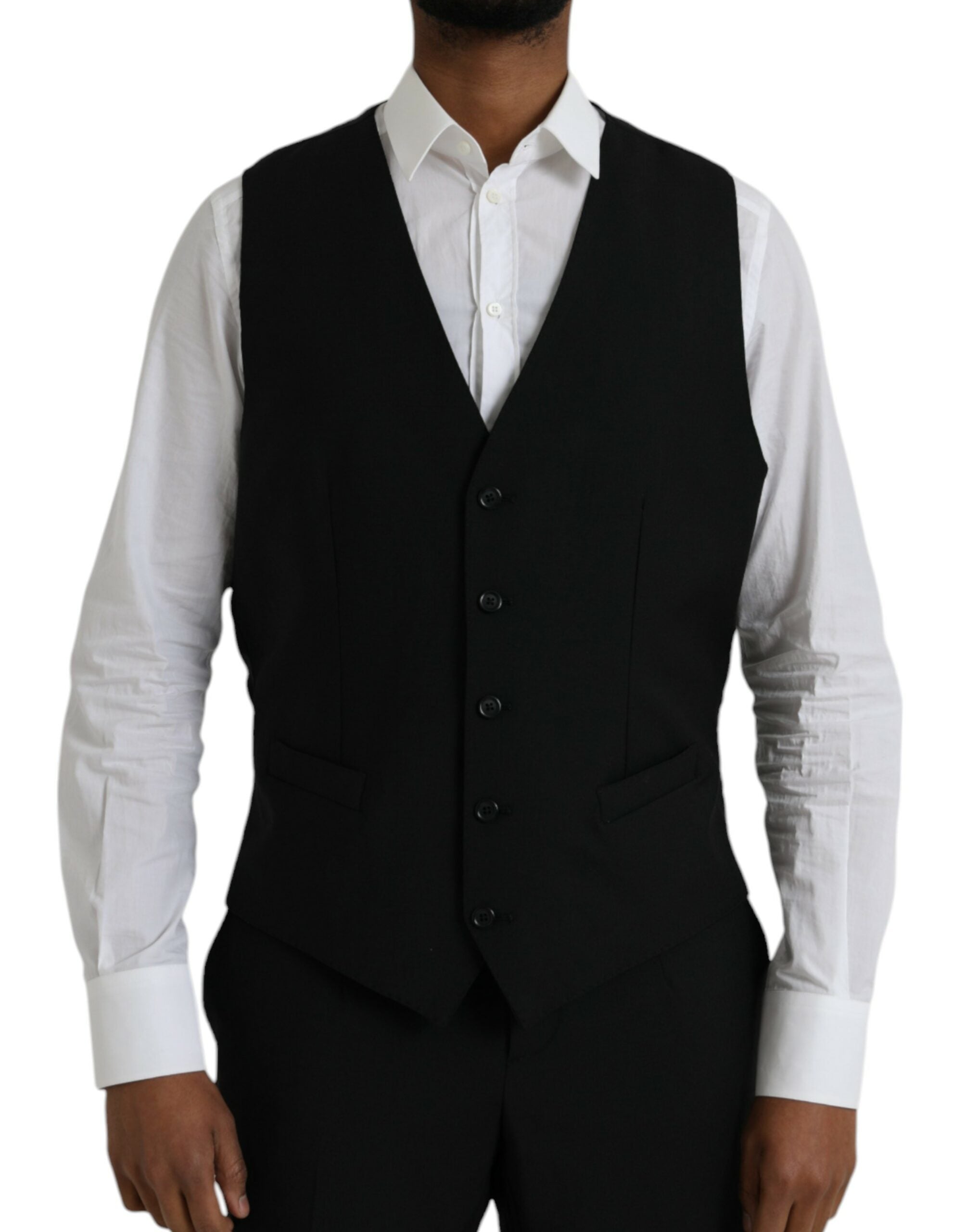 Dolce & Gabbana – Schwarzer STAFF-Anzug aus Polyester, dreiteilig