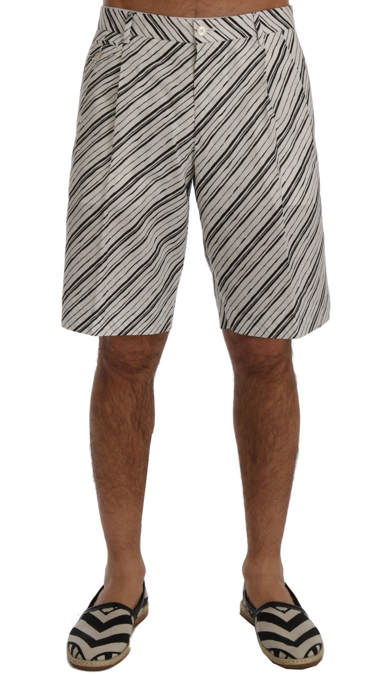 Dolce & Gabbana Elegante gestreifte Shorts aus Baumwoll-Leinen