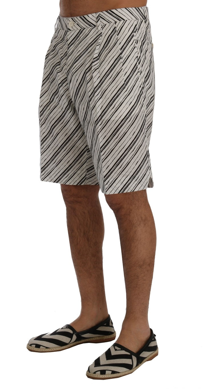 Dolce & Gabbana Elegante gestreifte Shorts aus Baumwoll-Leinen