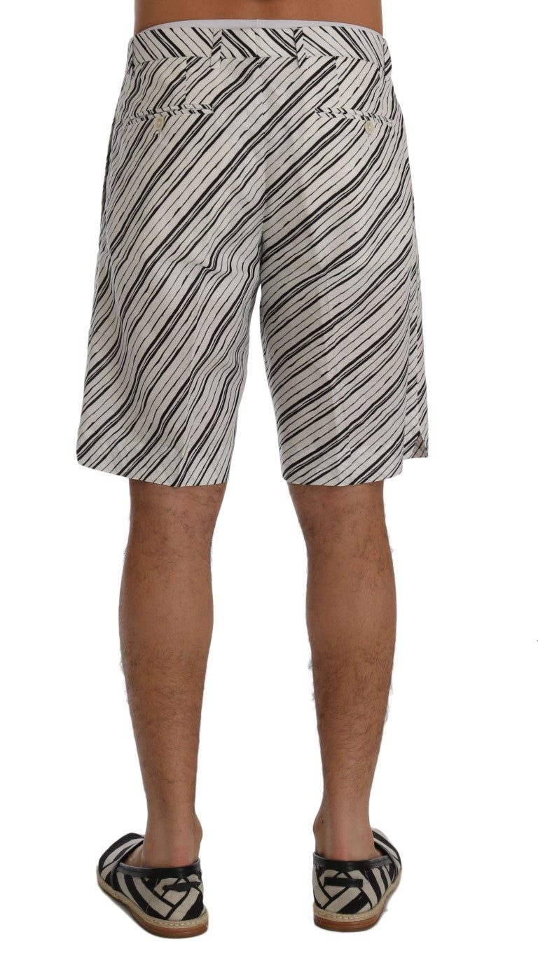 Dolce & Gabbana Elegante gestreifte Shorts aus Baumwoll-Leinen