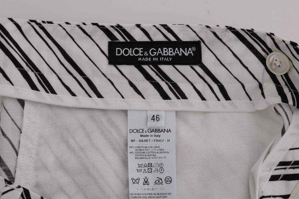 Dolce & Gabbana Elegante gestreifte Shorts aus Baumwoll-Leinen