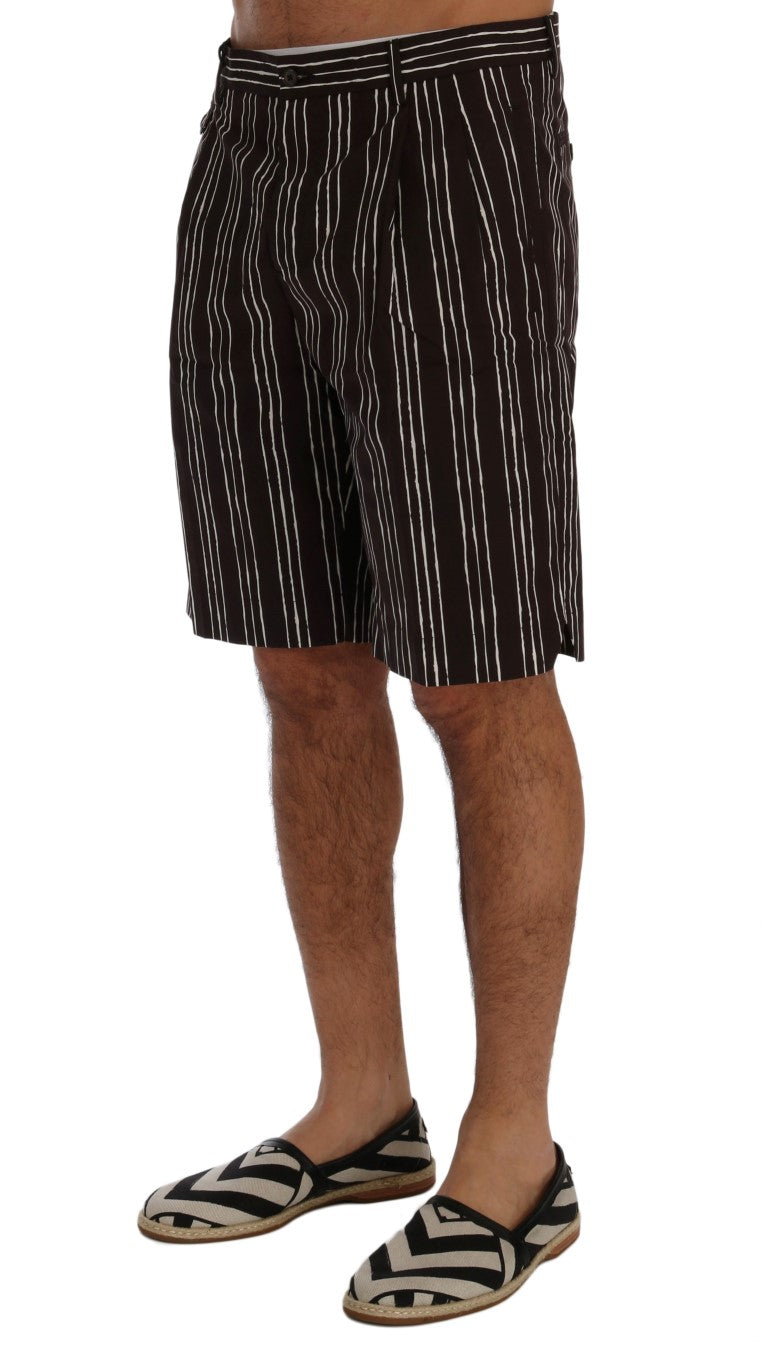Dolce & Gabbana Bordeaux gestreifte Knieshorts aus Baumwolle