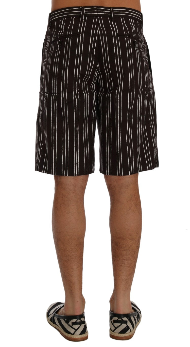 Dolce & Gabbana Bordeaux gestreifte Knieshorts aus Baumwolle