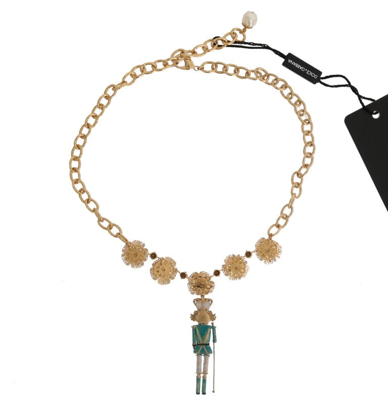 Dolce & Gabbana Elegante Statement-Halskette mit goldenen Kristallen