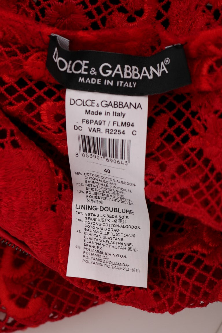 Dolce & Gabbana Elegantes rotes Etuikleid mit Seidengürtel mit Schleife