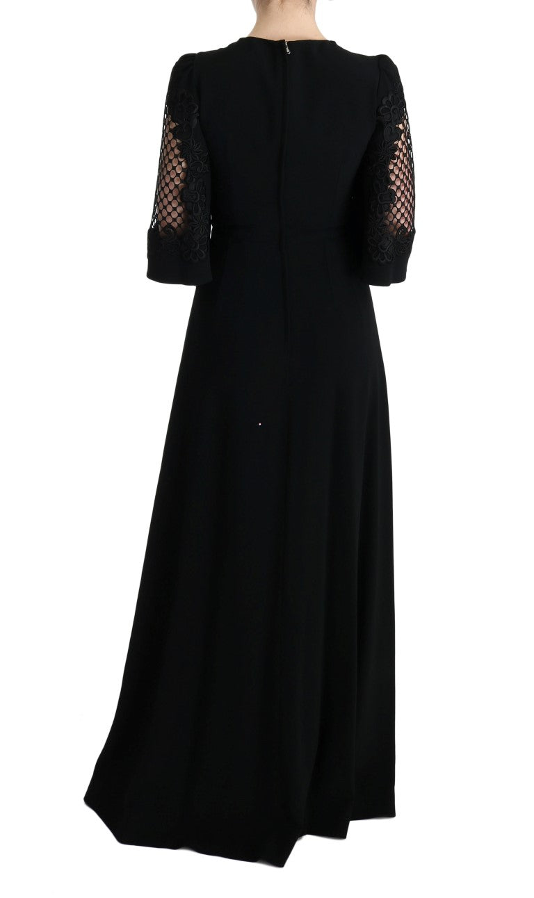 Dolce & Gabbana Elegantes schwarzes Maxikleid mit Blumenmuster