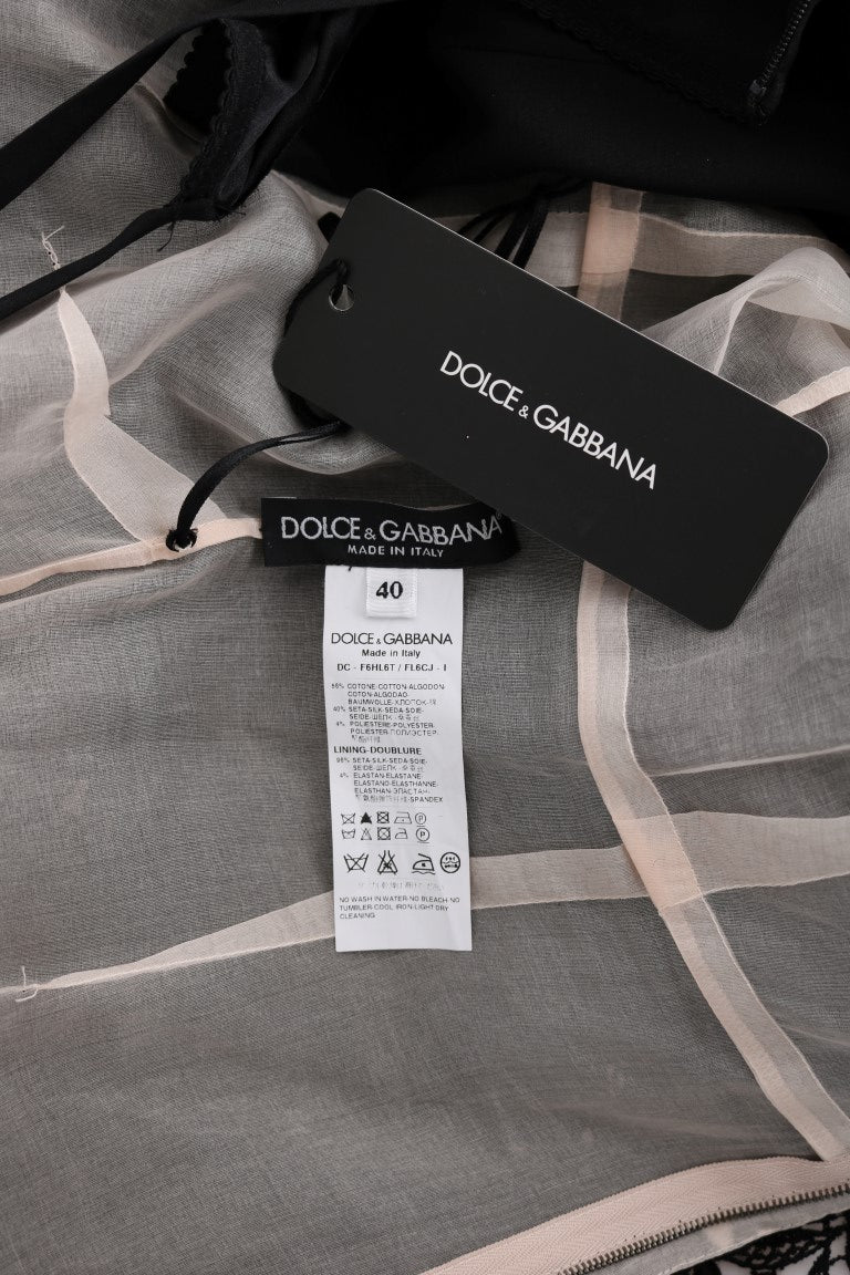 Dolce & Gabbana – Elegantes schwarzes Maxi-Etuikleid mit Blumenapplikation