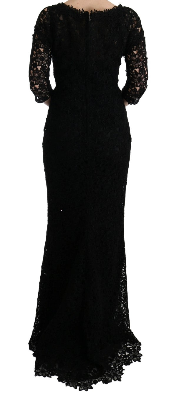 Rochie elegantă neagră, tip șaibă, cu căptușeală de mătase, Dolce & Gabbana