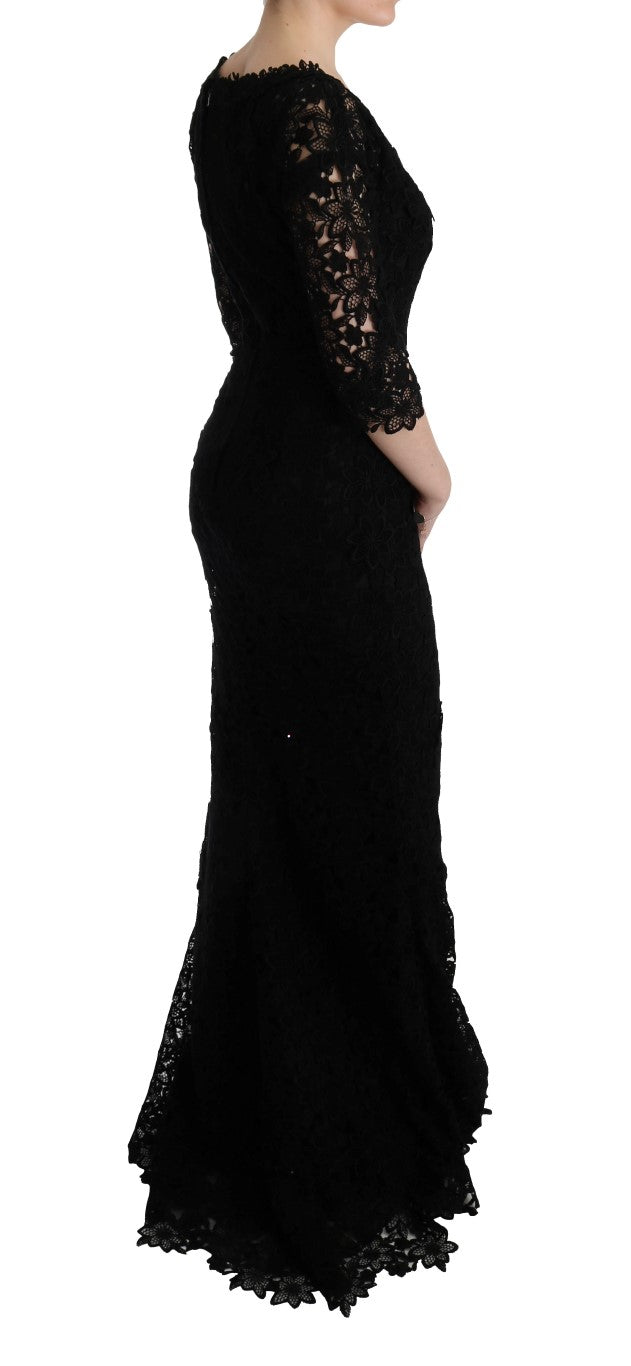 Rochie elegantă neagră, tip șaibă, cu căptușeală de mătase, Dolce & Gabbana