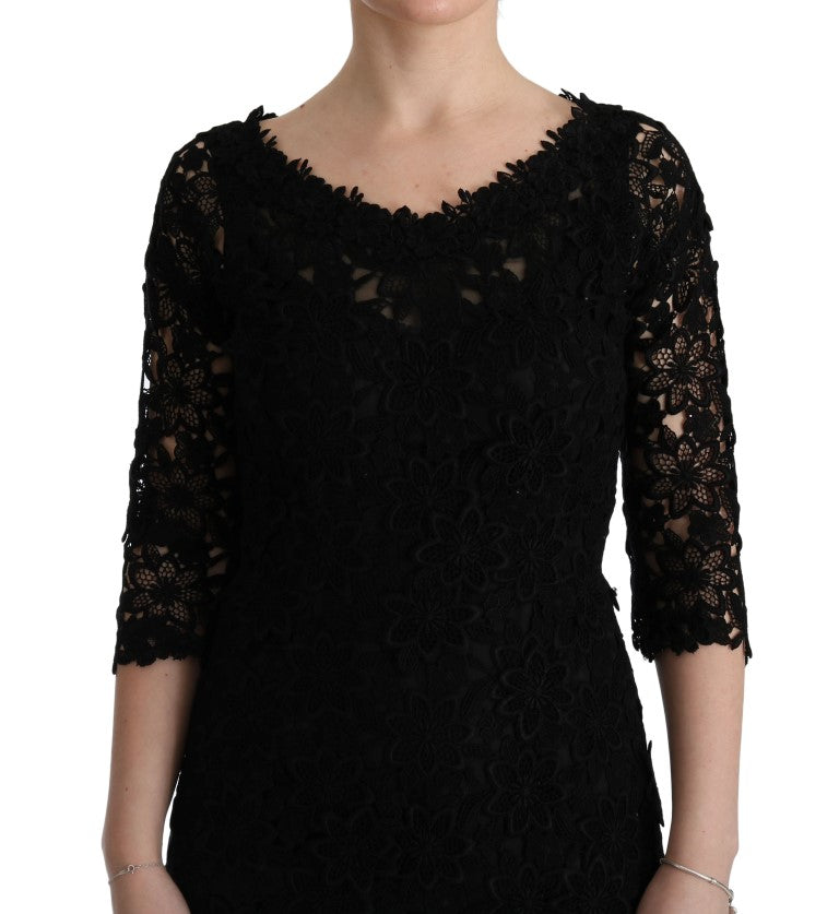 Rochie elegantă neagră, tip șaibă, cu căptușeală de mătase, Dolce & Gabbana