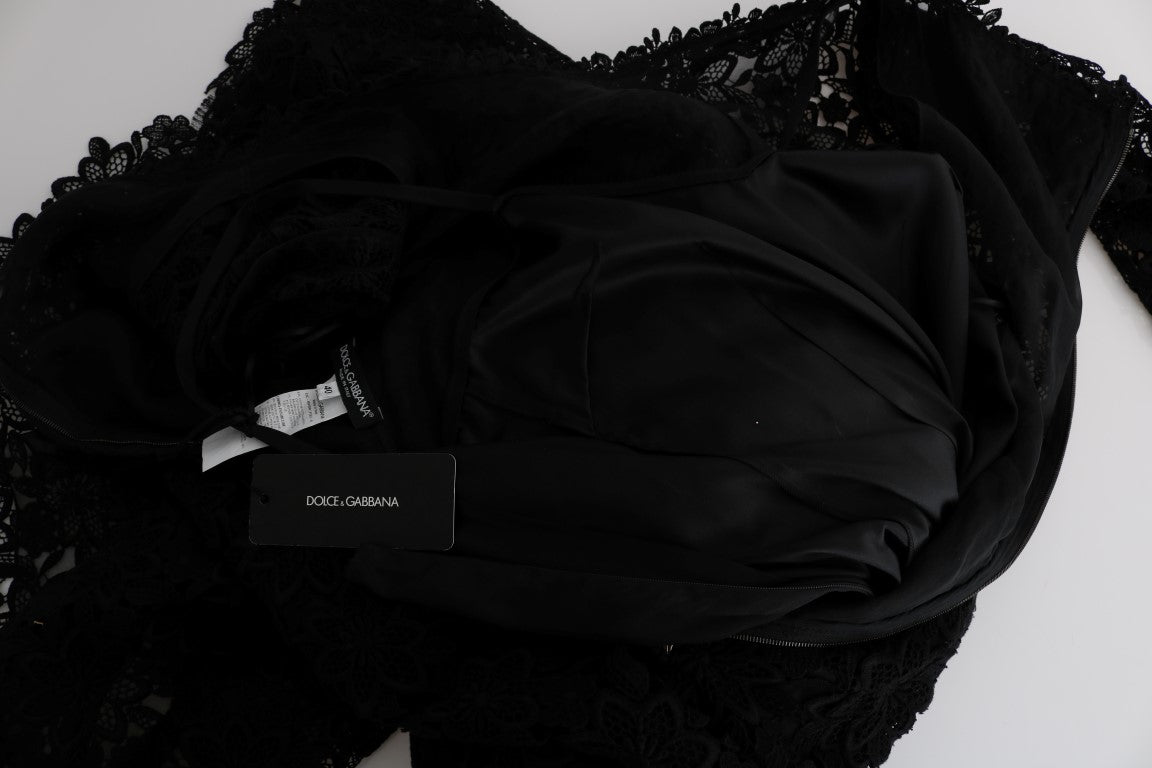 Rochie elegantă neagră, tip șaibă, cu căptușeală de mătase, Dolce & Gabbana