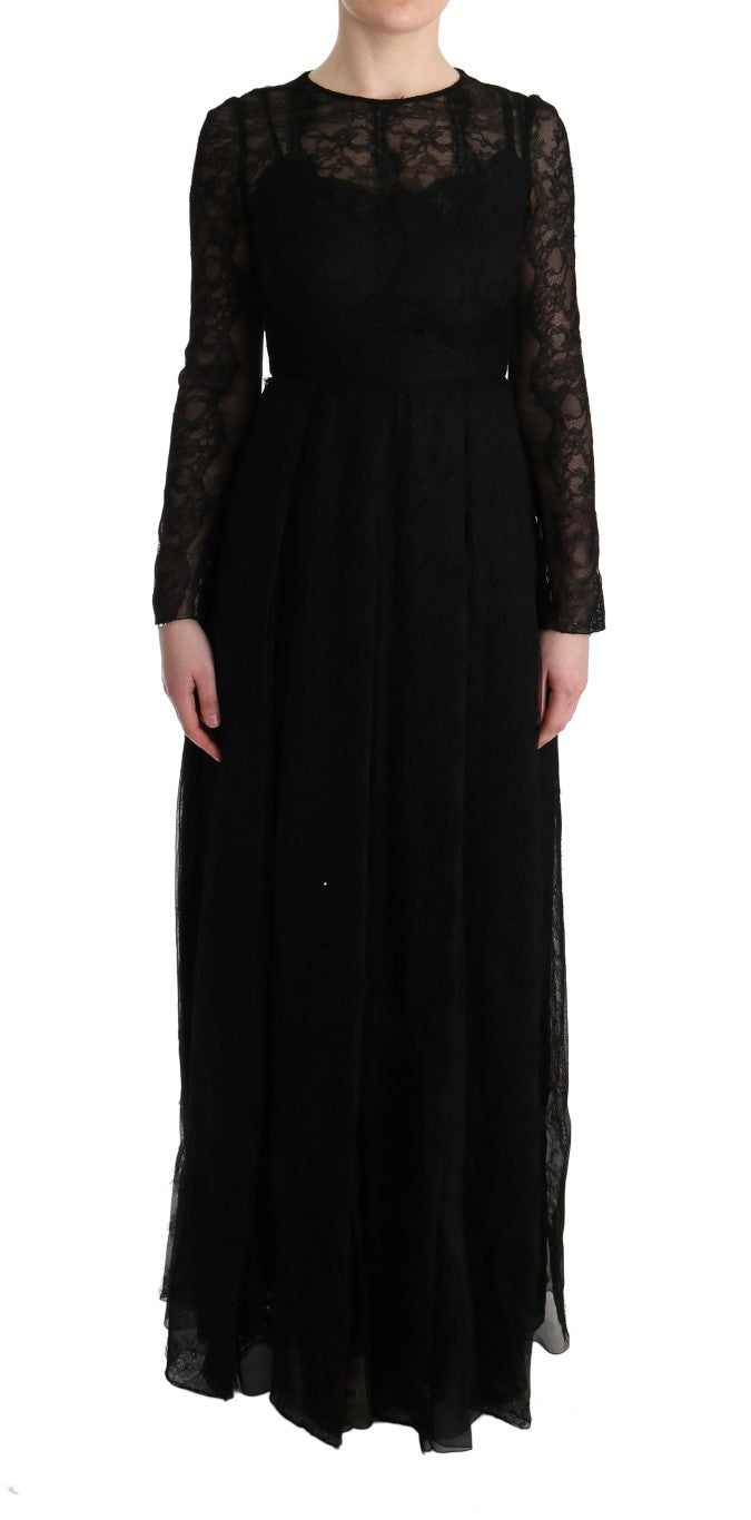 Dolce & Gabbana Elegantes schwarzes Etuikleid mit langen Ärmeln