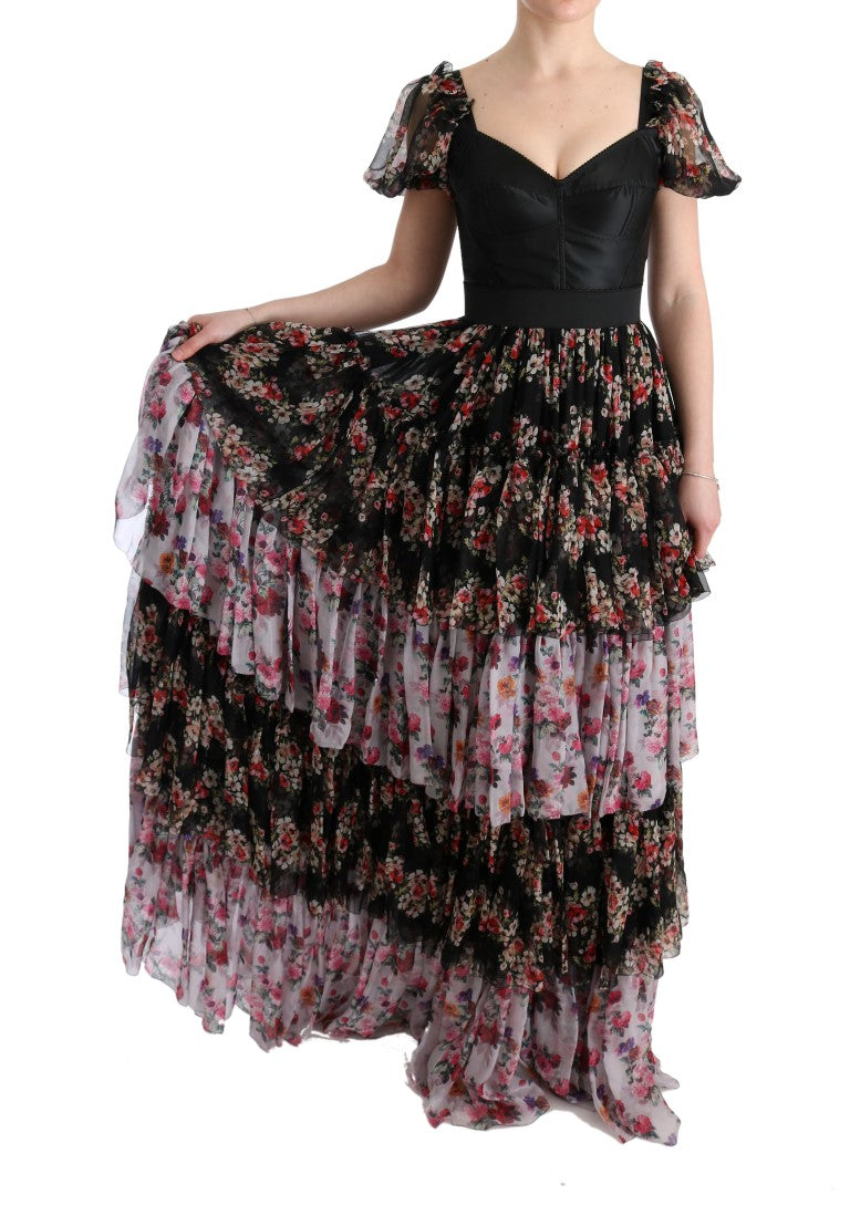 Dolce & Gabbana – Elegantes Etuikleid mit Blumenmuster aus mehrfarbiger Seidenmischung