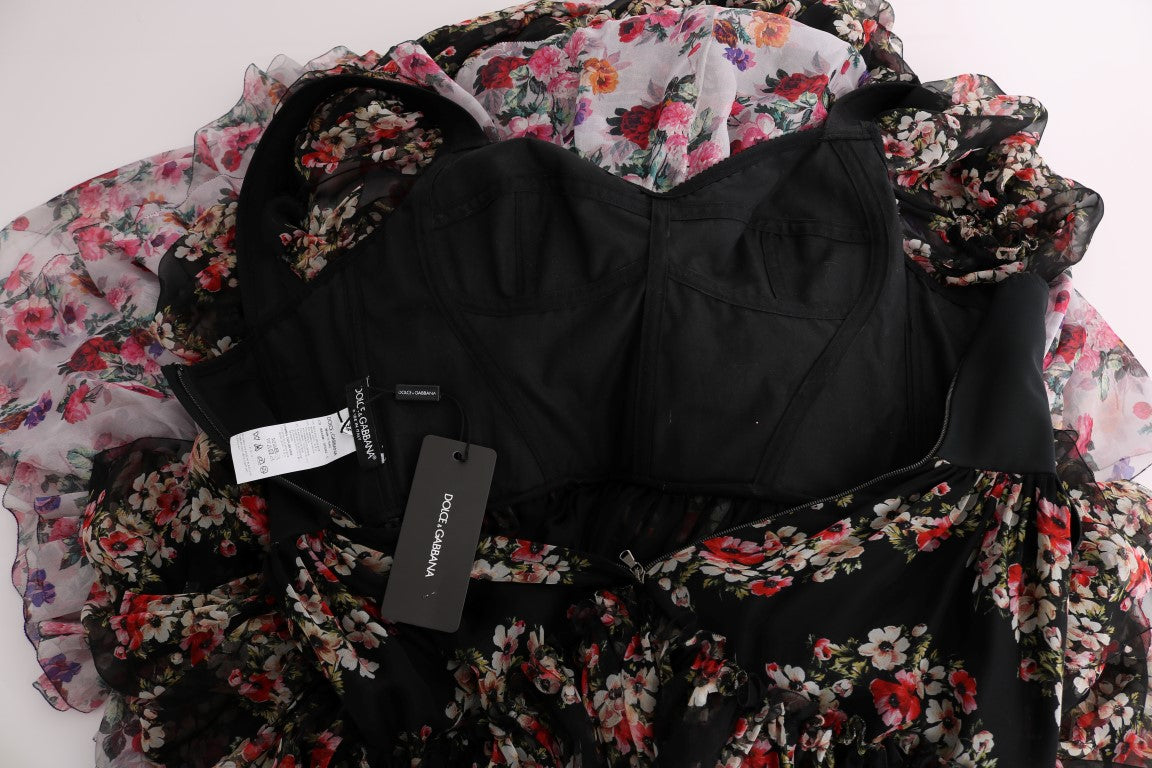 Dolce & Gabbana – Elegantes Etuikleid mit Blumenmuster aus mehrfarbiger Seidenmischung