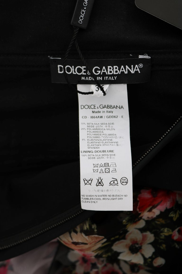Dolce & Gabbana – Elegantes Etuikleid mit Blumenmuster aus mehrfarbiger Seidenmischung