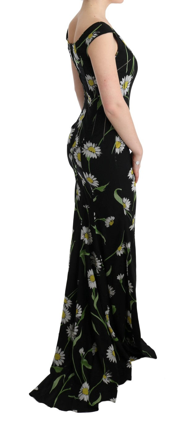 Dolce & Gabbana – Langes Etuikleid mit Sonnenblumen-Print