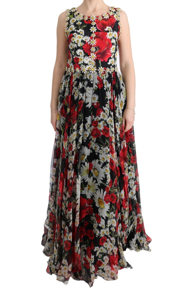 Rochie maxi Dolce & Gabbana cu imprimeu floral și cristale
