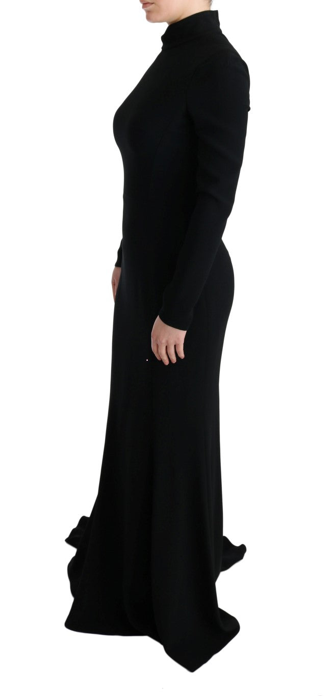 Rochie elegantă lungă Dolce & Gabbana, model șaibe, neagră
