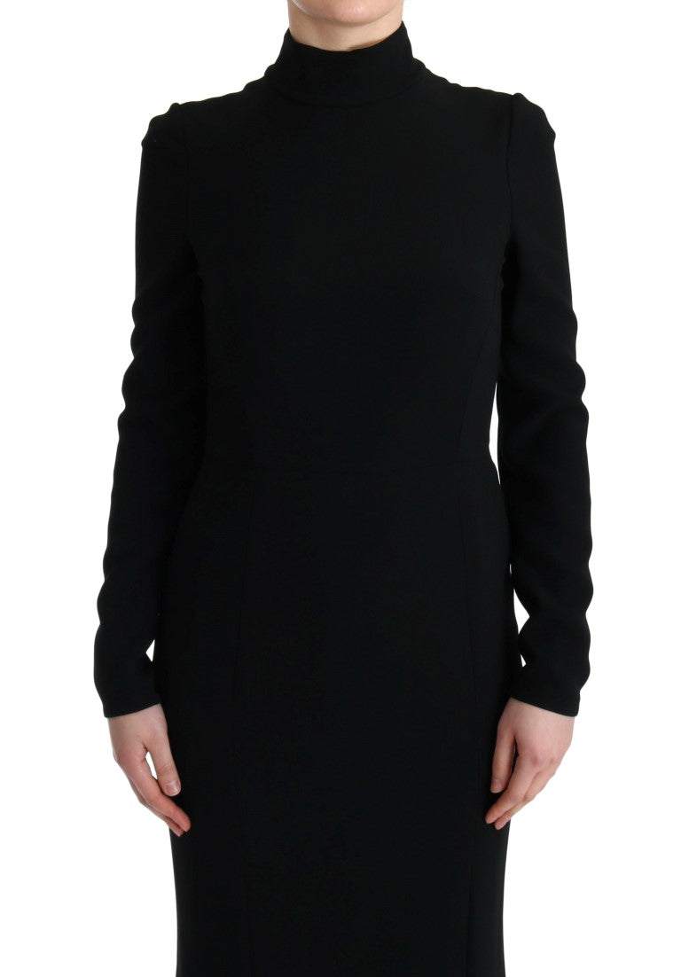Rochie elegantă lungă Dolce & Gabbana, model șaibe, neagră
