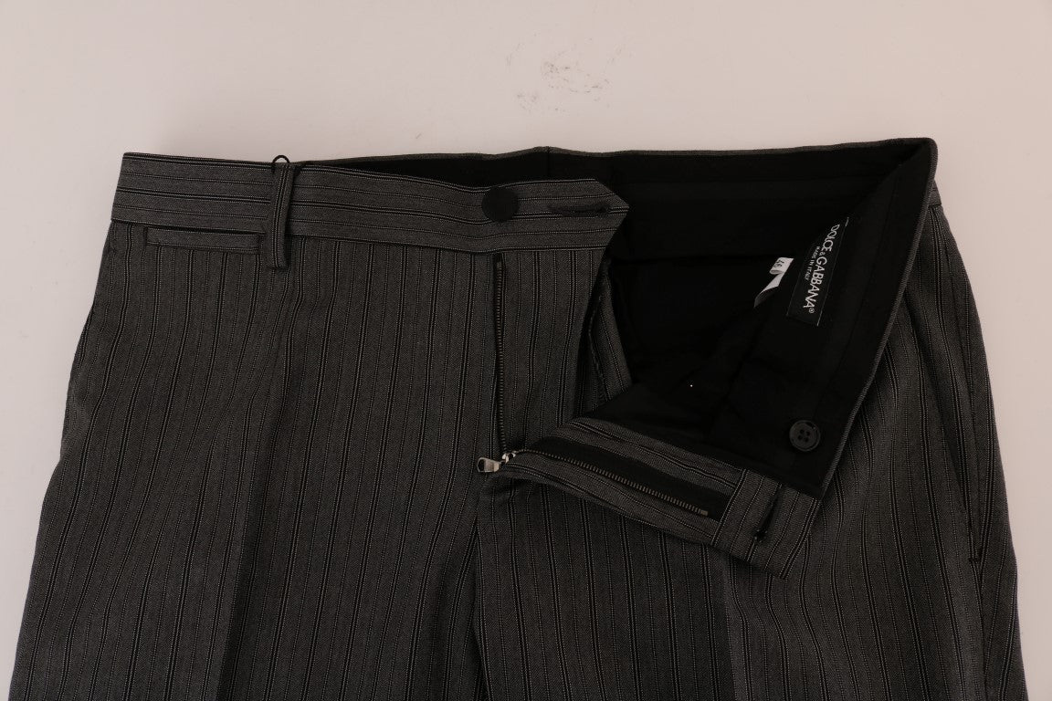 Dolce & Gabbana – Elegante, grau gestreifte Wollhose