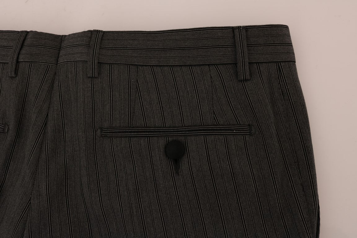 Dolce & Gabbana – Elegante, grau gestreifte Wollhose