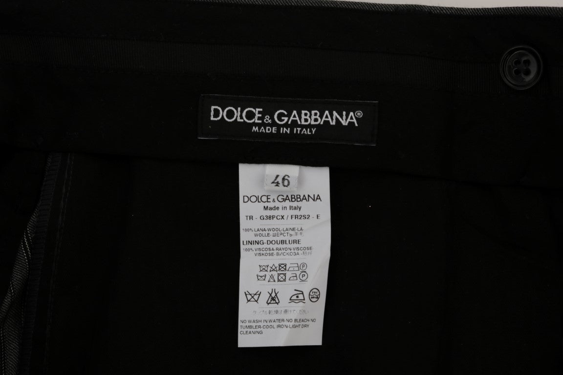 Dolce & Gabbana – Elegante, grau gestreifte Wollhose