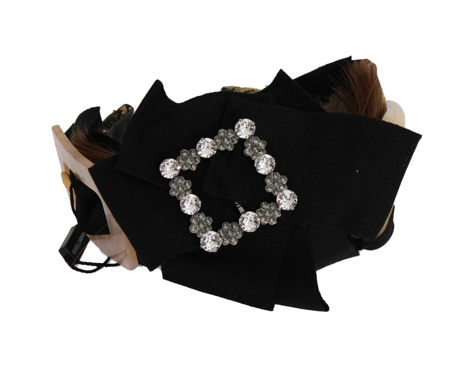 Dolce & Gabbana – Goldbraunes Diadem-Stirnband mit Kristallen