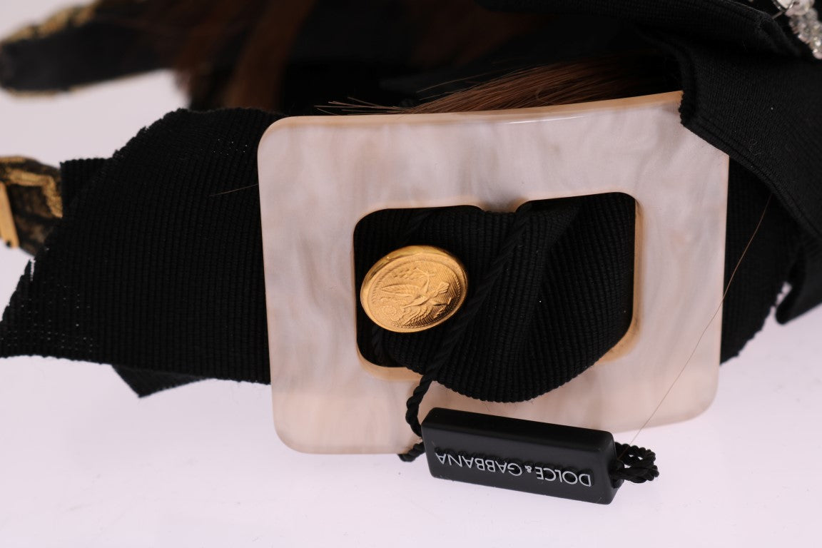 Dolce & Gabbana – Goldbraunes Diadem-Stirnband mit Kristallen