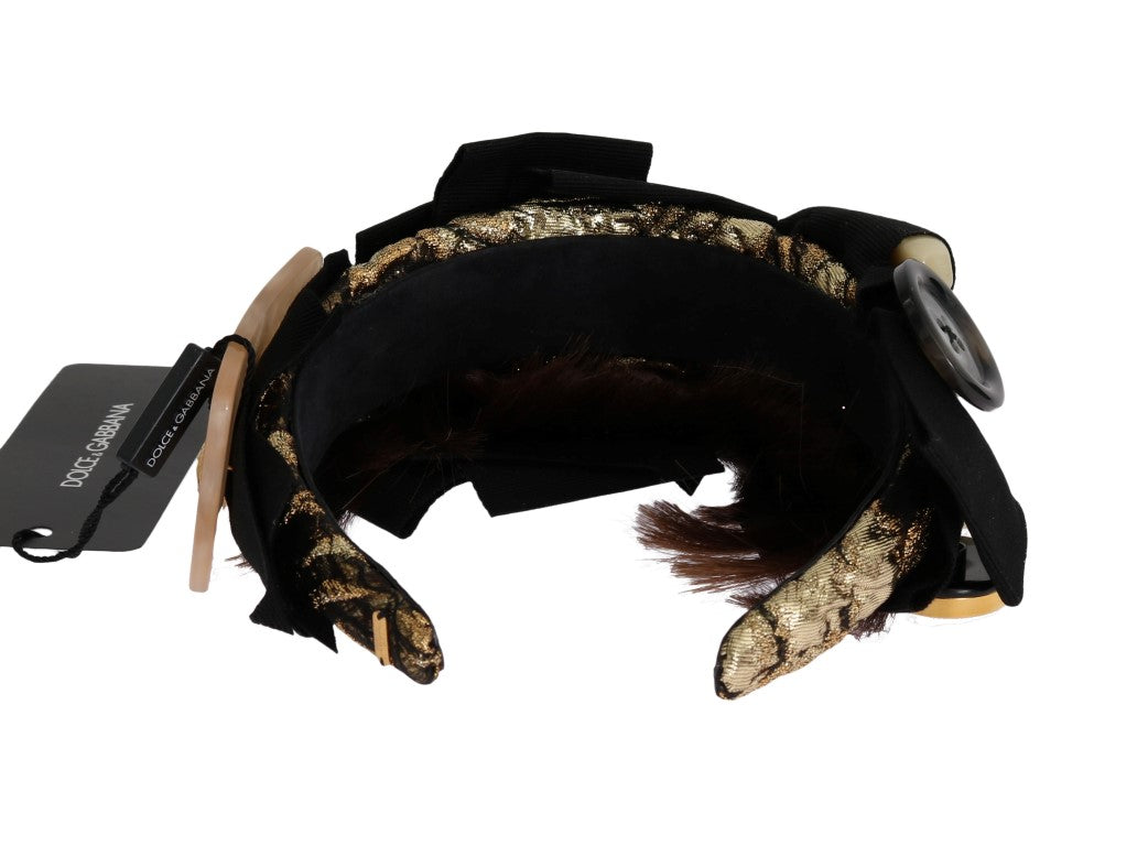 Dolce & Gabbana – Goldbraunes Diadem-Stirnband mit Kristallen