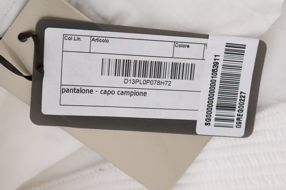 Pantaloni Ermanno Scervino Chic White Slim Fit din bumbac