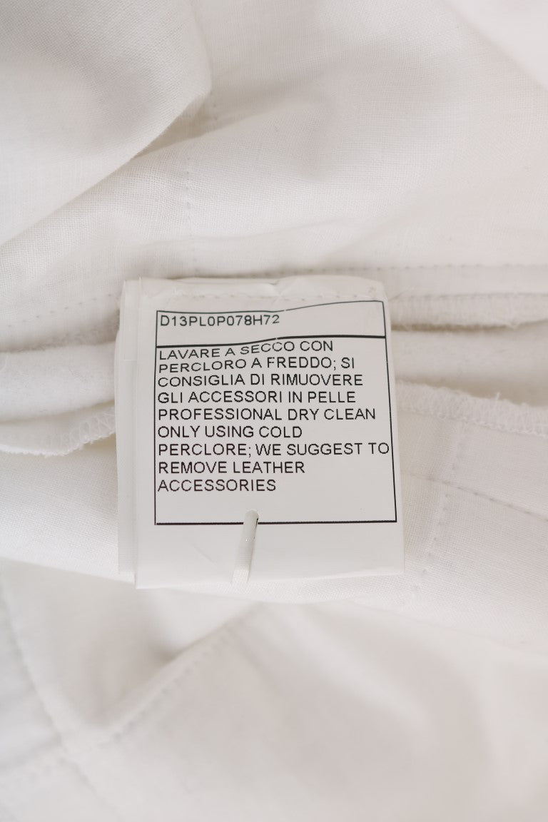 Pantaloni Ermanno Scervino Chic White Slim Fit din bumbac