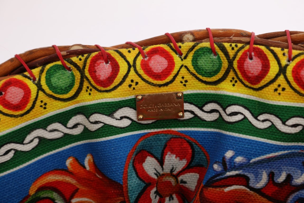 Dolce & Gabbana – Elegante Tote aus Stroh und exotischen Häuten in Beige mit Bommeln