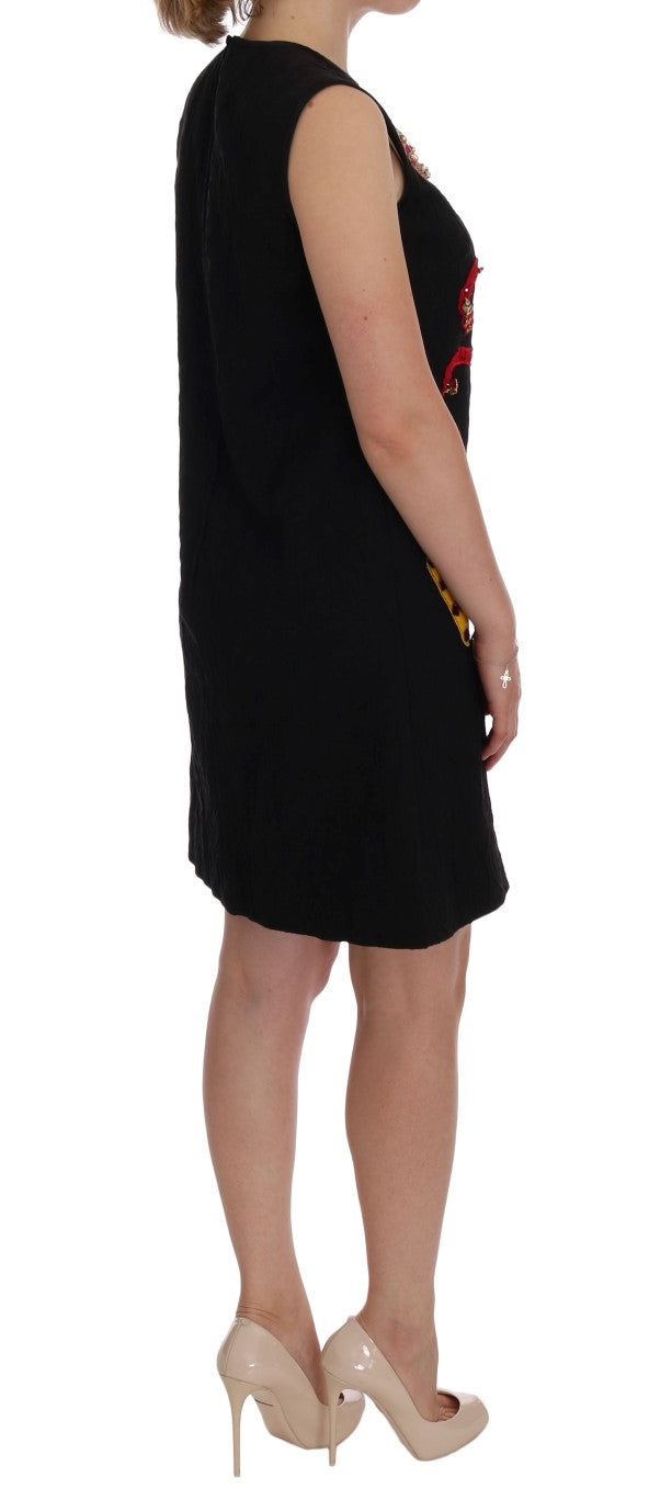 Dolce & Gabbana Schwarzes Stretch-Minikleid mit Kristallverzierung